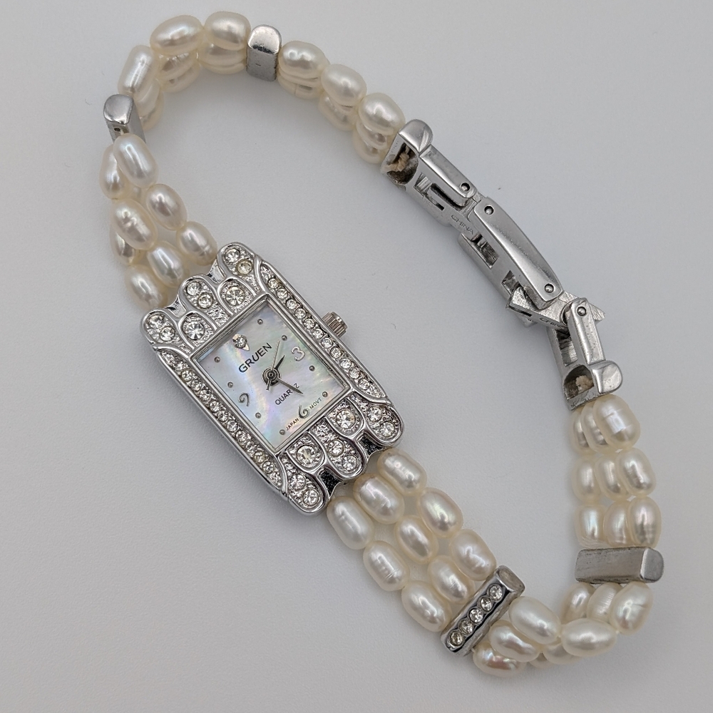 Gruen Mother of Pearl Ladies Watch With Freshwater Pearl Band